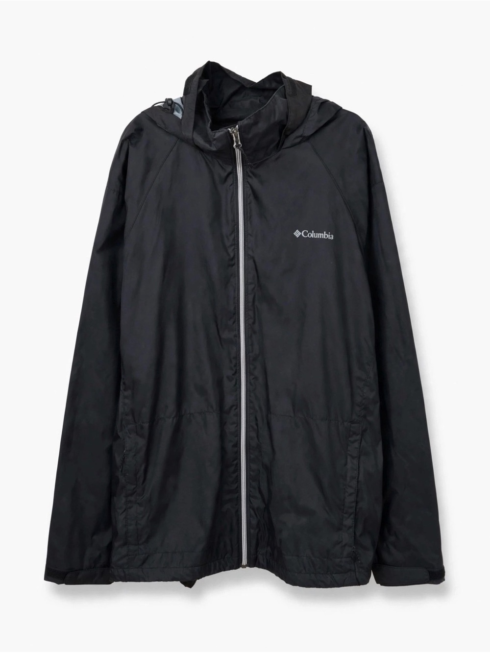 Columbia Black Hooded Ski Jacket with Silver Zipper